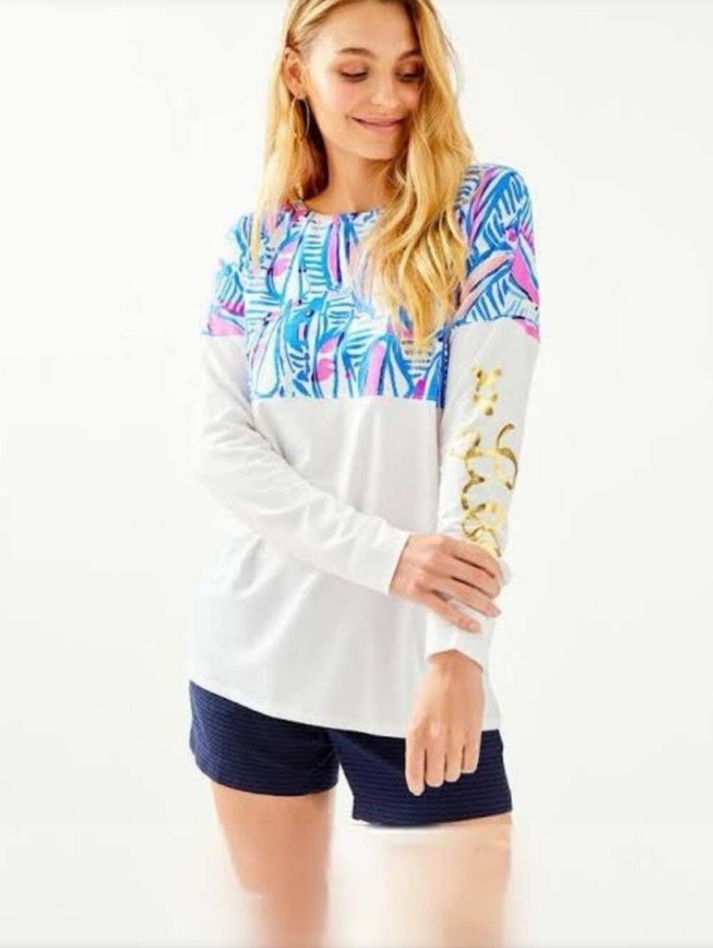 Lilly Pulitzer Finn Long Sleeve Shirt Tee Red Right Return XXS